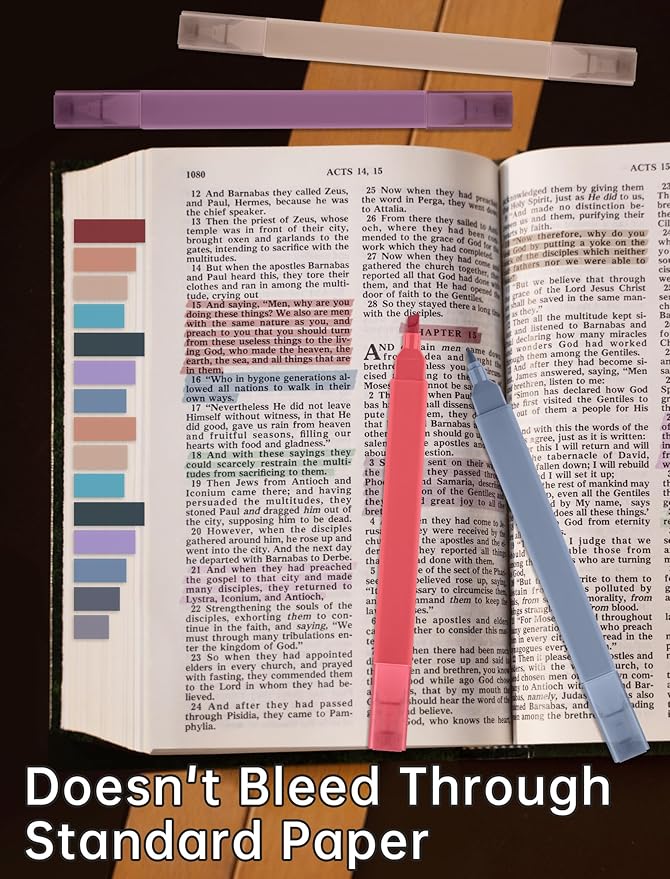 NiArt Bible Note-Taking Kit 6 Dual Tip Highlighters, 6 Gel Pens & 200 Sticky Notes - Versatile, Portable for Bible Study, Journaling, Planning & More with Retro Colors, Precision Tips & Storage Box