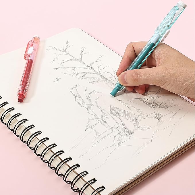 Mr. Pen- Retractable Mechanical Eraser Pen, Pack of 6, Vintage Color Erasers, Clear Barrel Pencil Eraser, Eraser for Pencils, Retractable Eraser Pen, Eraser for Artists, Eraser for Pens