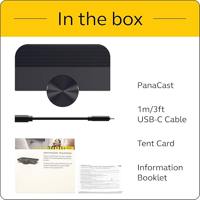 Jabra PanaCast – Intelligent 180° Panoramic-4K Huddle Room Video Camera – Inclusive Video Conferencing Camera with Full Room Coverage, Easy to Set-Up Wide Angle Webcam for Streaming