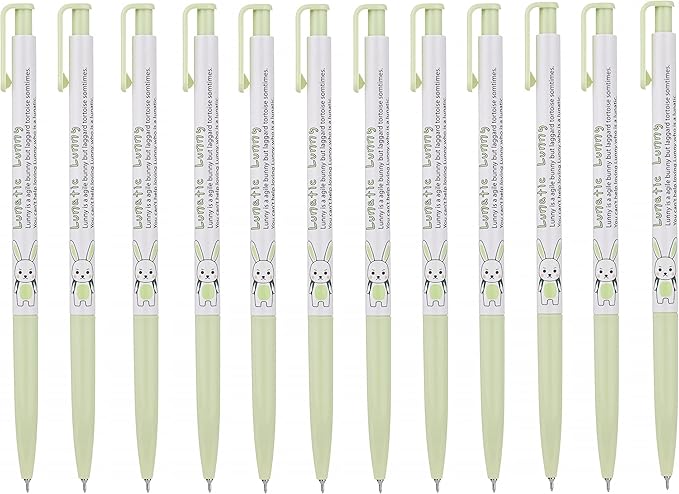 ZEESOON Xeno Lunatic Lunny 0.38mm Slim Ball Point Pen Dozen Box 12 Pcs, Made in Korea (Yellow Green 12pcs)