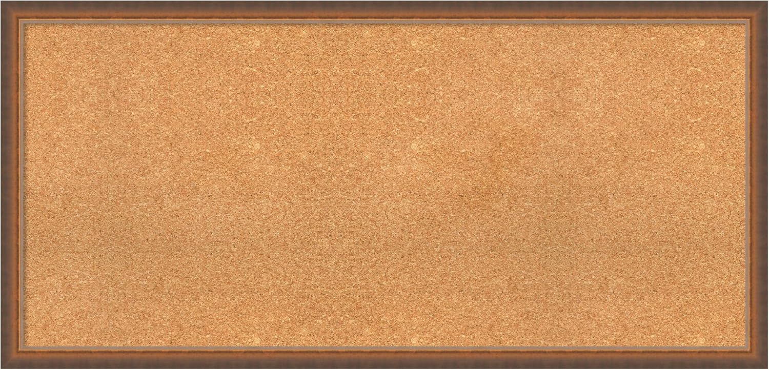 Amanti Art Natural Cork Board for Wall, 22x46 Vision Board with Bronze Frame, Oversize Corkboard Office Decor for Home Organization, Modern Corkboard Pinboard to Display Items for Home Organization