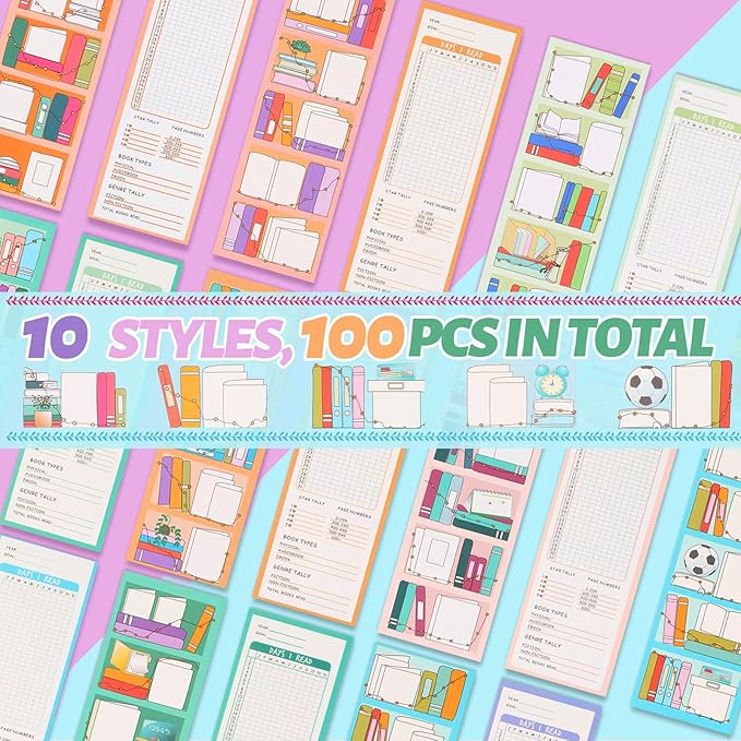 LiYiQ 100 Pcs Book Lovers Bookmarks Double-Sided Bookmark Book Tracker Page Markers Book Markers Set for Kids Reading Bookmarks Gift for Women