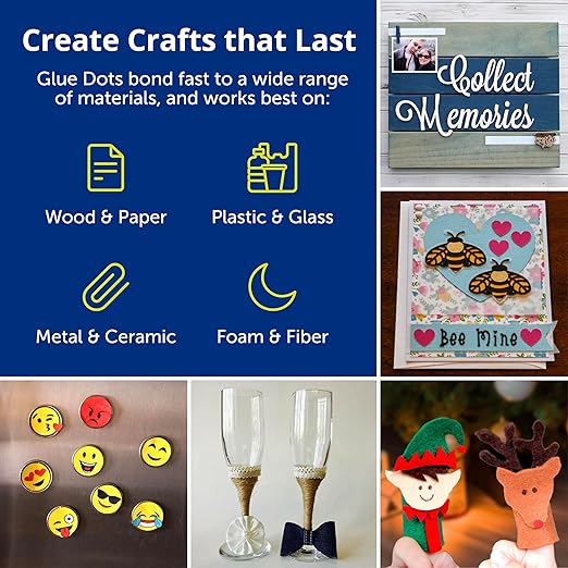 Glue Dots Double-Sided Removable Dots, 1/2'', Clear, 3 Pack includes 3 rolls of 200 (600 total dots)