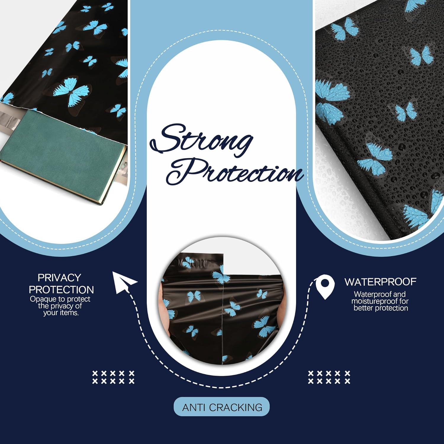 butterfly Poly Mailer 10x13 Inch 100 Pcs, Waterproof Shipping Bags for Clothing, Tear-Resistant Mailier Bags, Strong Mailing Bags with Self-Seal