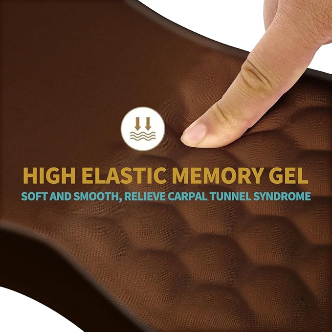 Hokafenle Ergonomic Mouse Pad Wrist Support with Massage Design, Wrist Rest Pain Relief Mousepad with Memory Foam&Non-Slip PU Base, Mouse Pads for Wireless Mouse & Desk (12x8 inch,Brown)