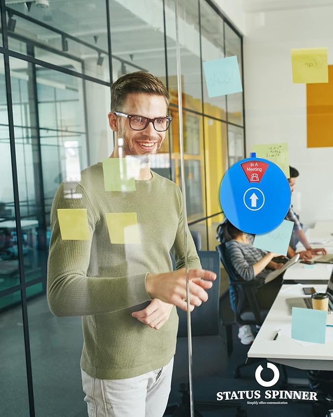 Out Of Office Sign for Door, 6 Options Status Private Sign, In a Meeting, Do Not Disturb, Working Remotely, In Out Sign Available and Away