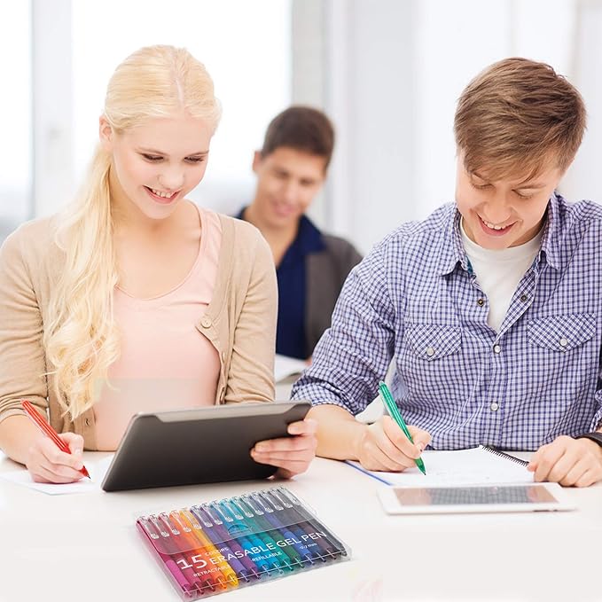 Vanstek 15 Colors Retractable Erasable Gel Pens Clicker, Fine Point(0.7), Make Mistakes Disappear, Premium Comfort Grip for Drawing Writing Planner and School Supplies
