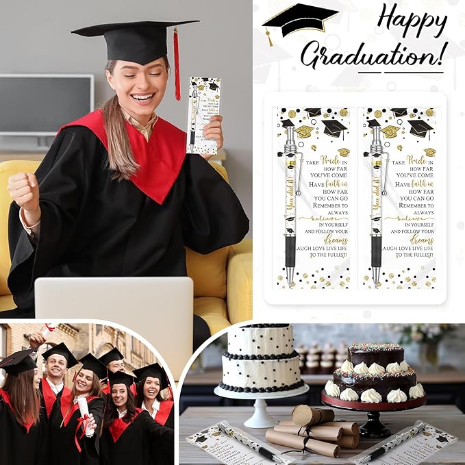 25 Pcs Graduation Ballpoint Pens Class of 2025 Pens Bulk Graduation Favors Pens and Bookmark Graduation Gift for Student School Grad Party Favor Senior High School Supplies