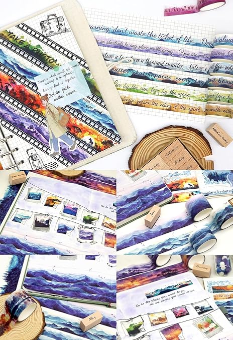 Washi Tape Set 32 Rolls, Four Seasons Forest Natural Washi Tapes for Journaling, Planner, Trees Masking Decorative Tape for Scrapbook Supplies, Junk Journal Supplie (Spring, Summer, Fall, Winter)