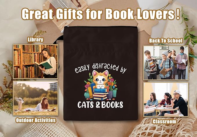 Cat Book Sleeve with Zipper, Kitten Book Covers for Paperbacks with Pocket, Book Pouch Gifts for Book Lover Cat Lover Readers Librarian, Bookish Idea for Bookmate, Washable Book Sleeve Protector -27