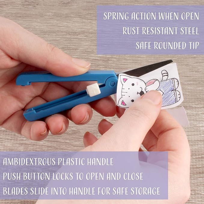 JubileeYarn Push Open Folding Safety Scissors - Grey - 2 Pairs