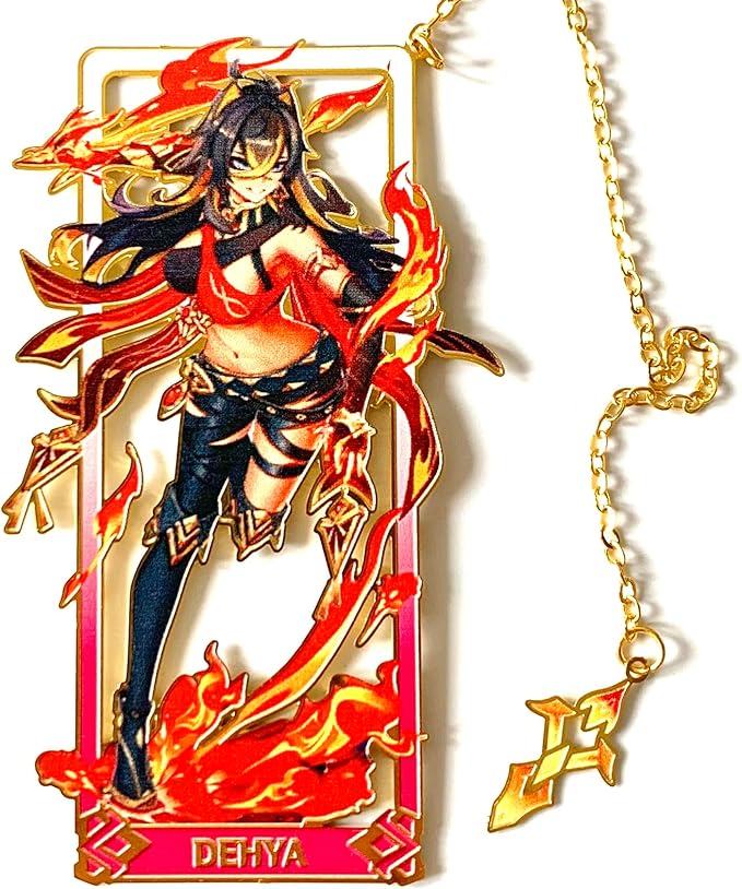 Metal Bookmarks - Genshin Impact Dehya Brass Bookmarks with 3D Display Box for Women Men Sisters Friends - Perfect Birthday Gifts for Book Lovers