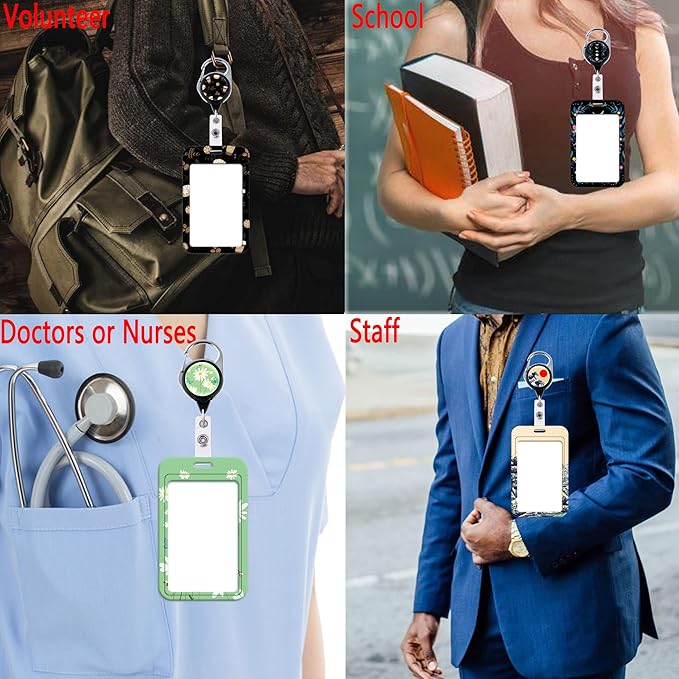 Black Work Badge Holder Lanyard with Retractable Badge Reel Clip Cute Lanyard for Keys ID Badge for Women Teens Girls Teachers School ID Card Holder(Coffee)