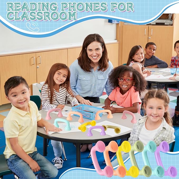 Shappy Bulk Whisper Reading Phones 24 Pcs Whisper Auditory Feedback Phone Classroom Manipulative Hear Myself Sound Speech Therapy Tool for Kids Accelerate Reading Fluency Pronunciation (Pastel Color)