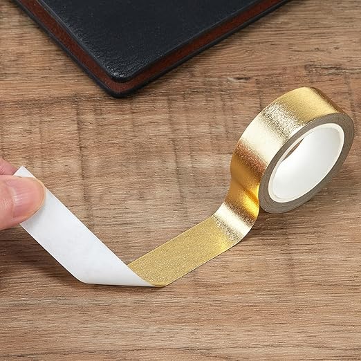 QDiShi 2 Rolls Gold Washi Tape for Wall Decor Decorative,Foil Masking Tape Low Tack Self Adhesive Decorative Washi Tape Metallic Washi Tape 0.59in x66FT Shiny Metallic Color(Gold)
