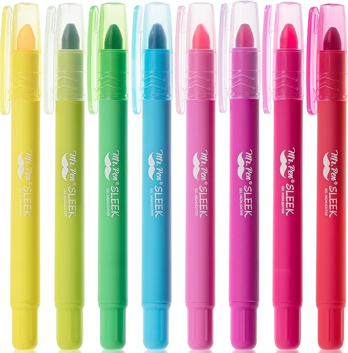 Mr. Pen- Gel Highlighter, 8 Pack, Assorted Colors, Bible Highlighters No Bleed, No Bleed Highlighters, Bible Highlighter, Bible Markers, Gel Highlighters for Bibles, Fluorescent Highlighter