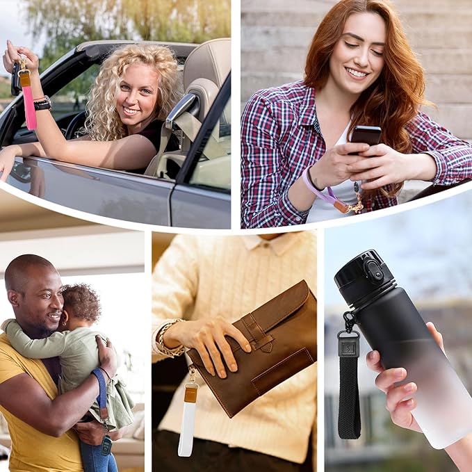 Fishent Stretchy Wristlet Keychain,Braided Cute Wrist Lanyards for Keys, Key Chain Holder for Women Men, Wrist Strap Keychain for Car Keys Phone Camera Wallet ID Badges Card (Chocolate)