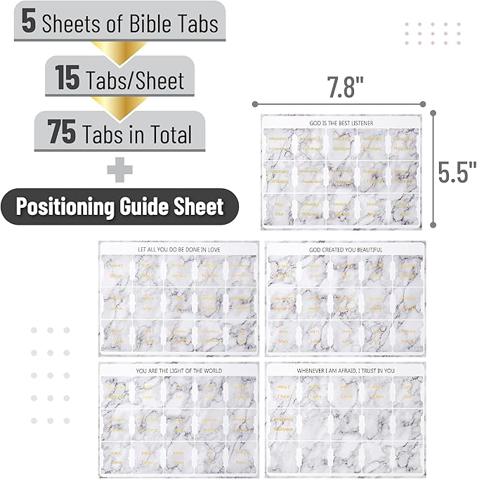 Mr. Pen- Bible Tabs, 75 Tabs, Marble Design, Gold Foil Lettering, Laminated Bible Tabs for Women and Men, Bible Tabs for Study Bible Index Tabs, Bible Book Tabs, Bible Labels Tabs