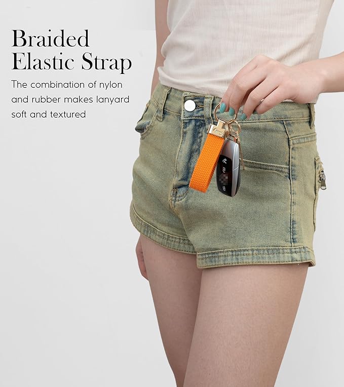 SENLLY Car Keychain, Stretchy Key Holder, Original Elastic Anti-Drop Design Finger Lanyard Strap