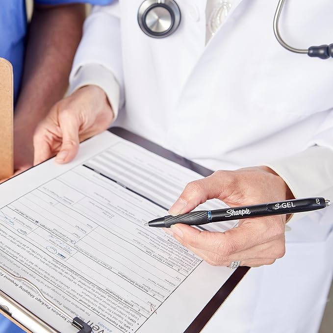 Sharpie S-Gel, Gel Pens, Drawing Pens, Gel Ink Pens For Journaling, Writing Pens, Coloring Pens, Medium Point Pens (0.7Mm), Black Barrel, Black Gel Ink, 12 Count