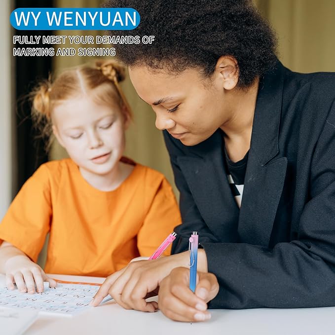 WY WENYUAN Cute Pastel Ballpoint Pens, Fine Point Smooth Writing, Colorful Pens, Black Ink 1.0 mm Journaling Pens Office Supplies for Women & Men, Note Taking