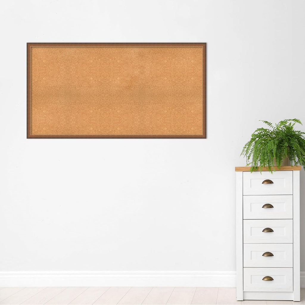 Amanti Art Natural Cork Board for Wall, 32x60 Vision Board with Bronze Frame, Oversize Corkboard Office Decor for Home Organization, Modern Corkboard Pinboard to Display Items for Home Organization