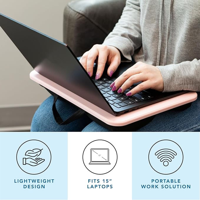 LAPGEAR Compact Lap Desk - Rose Quartz - Fits up to 15 Inch Laptops - Pack of 12 - Style No. 43004