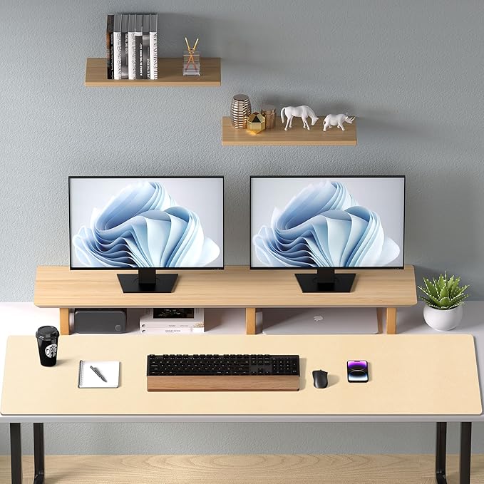 Aothia Leather Desk Pad Protector, Office Desk Mat, Large Mouse Pad, Non-Slip PU Leather Desk Blotter, Laptop Desk Pad, Waterproof Desk Writing Pad for Office and Home (48"x17", Soft Yellow)