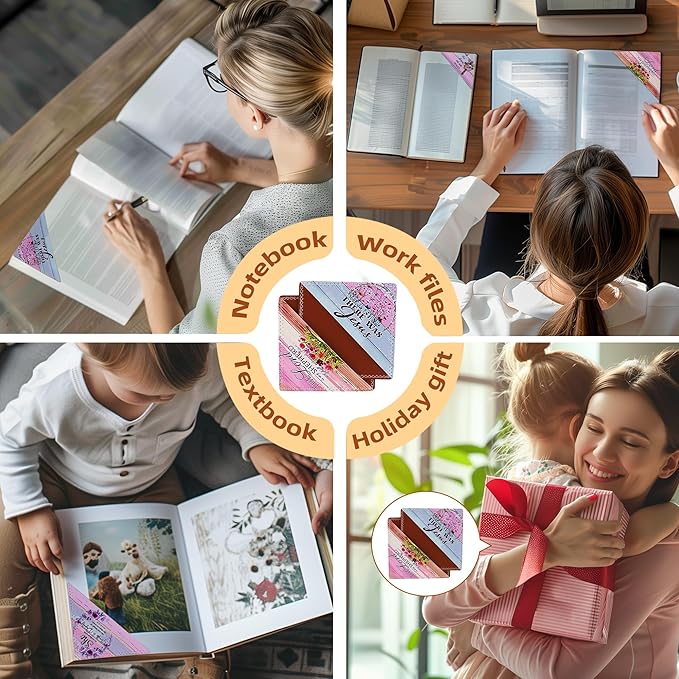 4 Pieces Leather Bookmarks, Cute Book Accessories for Reading Lovers, Page Markers for Women Men Kids Students Teachers Retirement Birthday Gift (Bible Verse)