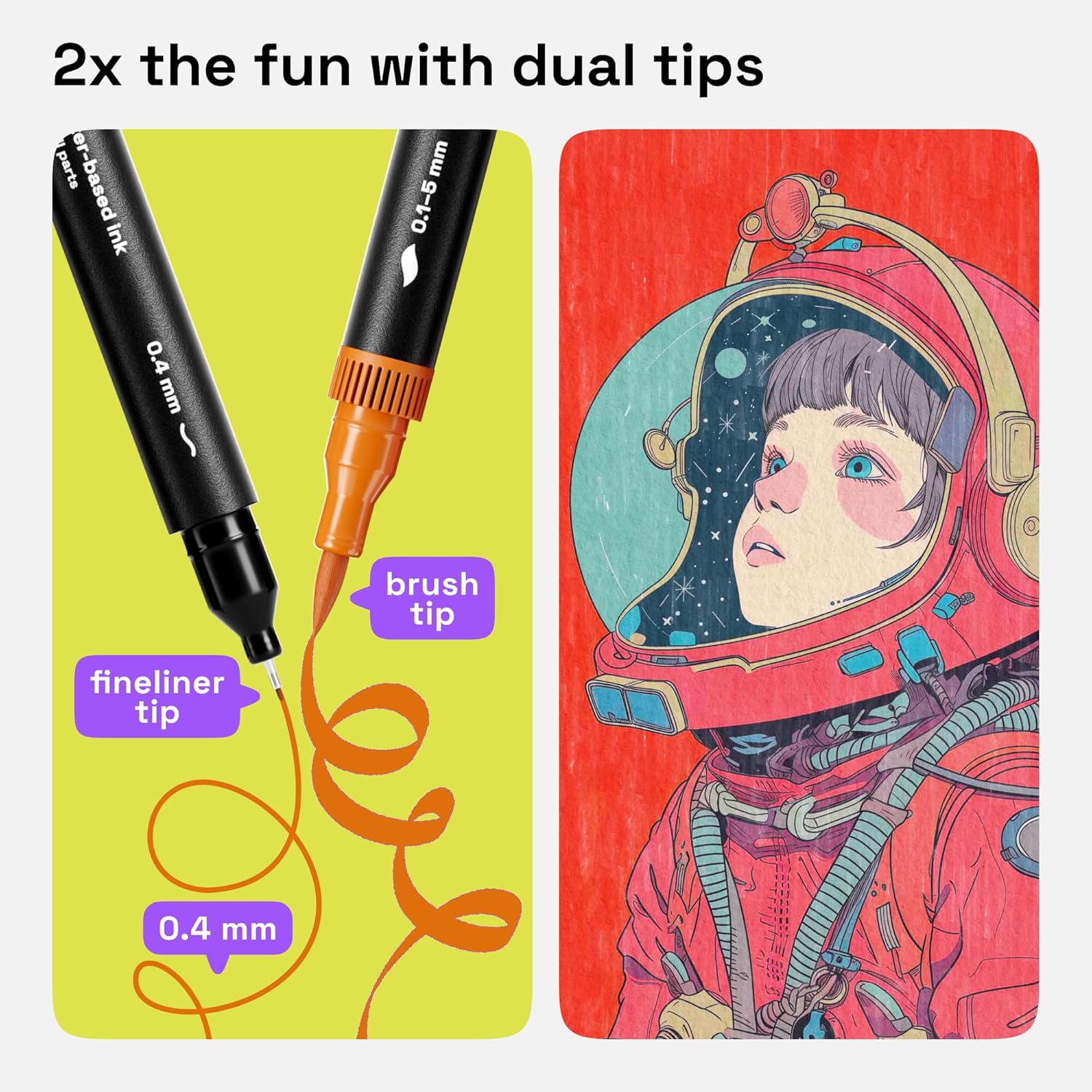 ARTISTRO 100 Brush Marker Pens Coloring Markers for Adults Brush Tip & 0.4mm Fineliner Pens Coloring Markers No Bleeding