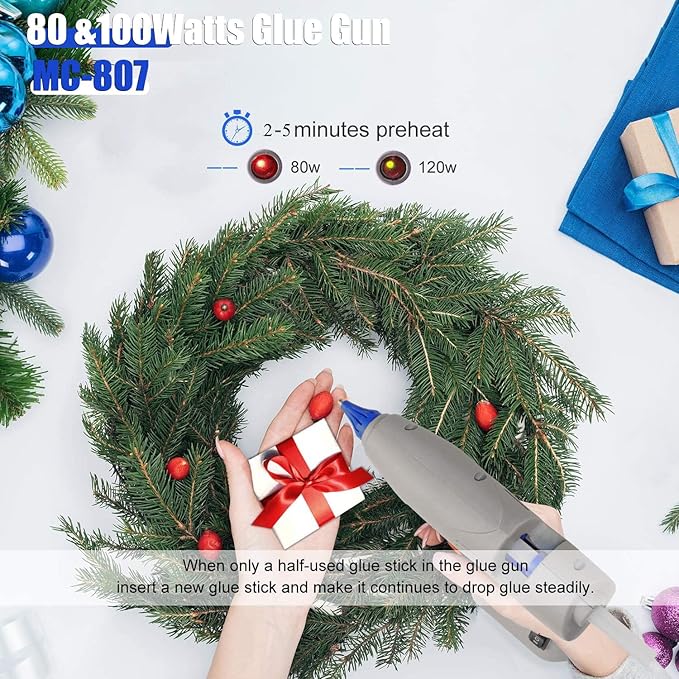 MONVICT Hot Glue Sticks, Pack of 100 (2.2 lb) 4"Long 0.43" Diameter Full-Size Hot Glue Gun Sticks Art Glues Pastes Hot Melt Sticks for Most Large Glue Guns, Clear Glue Sticks for DIY, Arts & Crafts