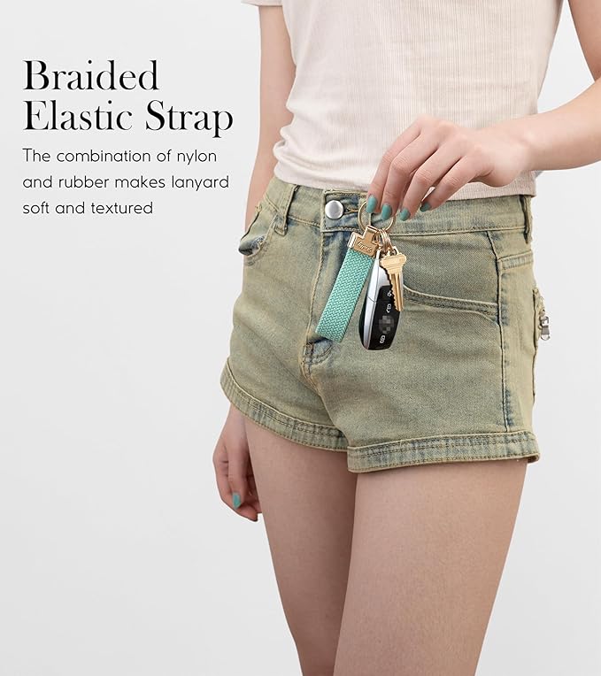 SENLLY Car Keychain, Stretchy Key Holder, Original Elastic Anti-Drop Design Finger Lanyard Strap