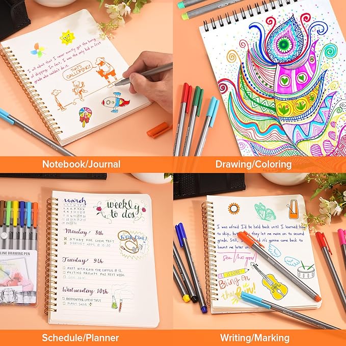 Niutop Easter Basket Stuffers Gifts for Teens Adults,Cute Colored Pens, 10-Color Aesthetic Drawing Pens Fine Tip Markers Journaling Pen Set, Fun Stationary, Scrapbook School Supplies