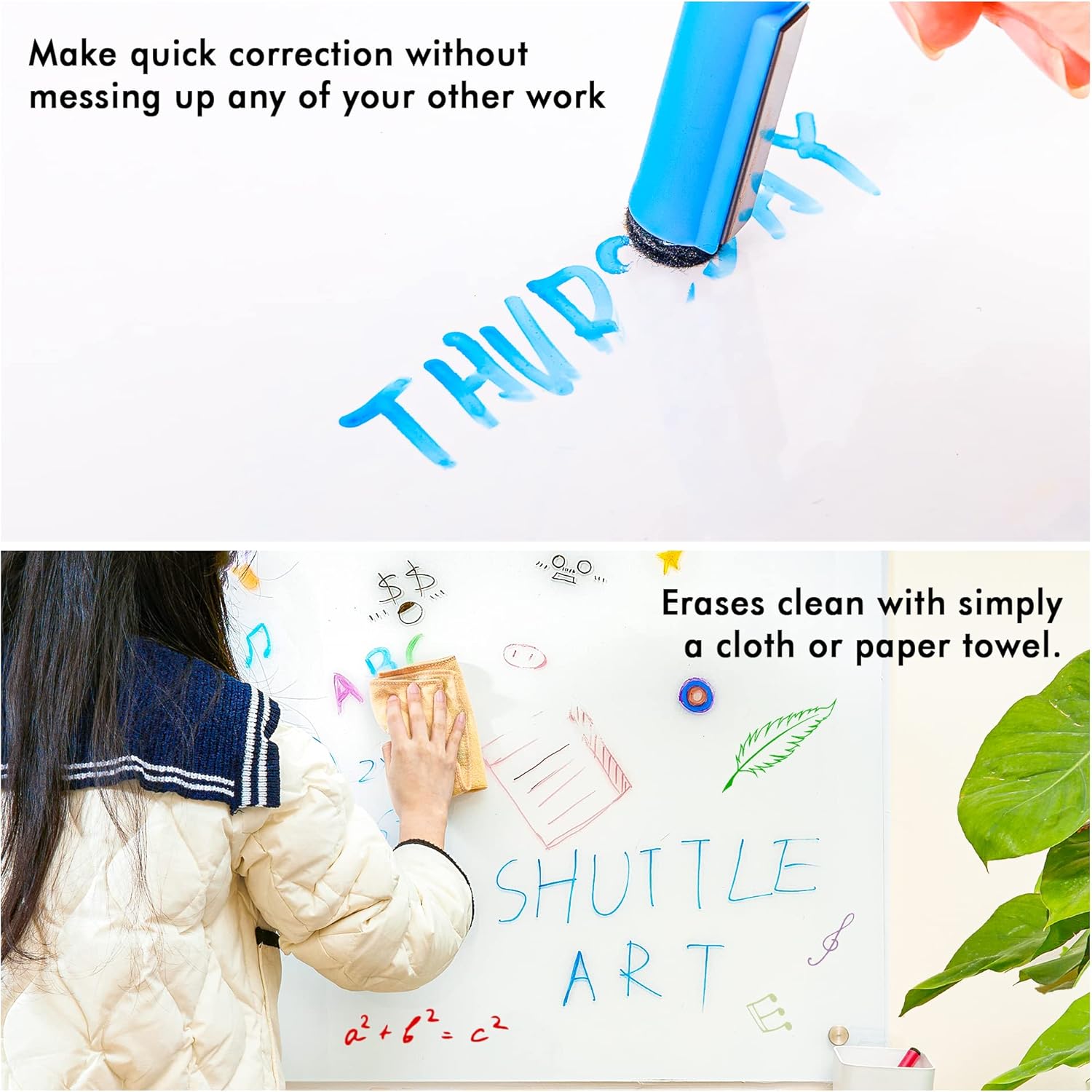 Shuttle Art Dry Erase Markers, 90 Bulk Pack 15 Colors Magnetic Whiteboard Markers with Erase, Fine Point Dry Erase Markers are Perfect for Writing on Whiteboard Mirrors Glass for School Office