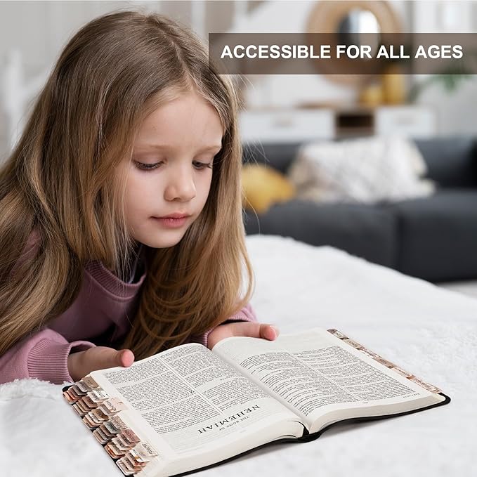 Laminated Bible Tabs for Women & Men - Large Print Tabs for Study Bibles, Boho Theme for Easy Navigation and Quick Reference - Easy-to-Read and Apply Tabs for All Ages