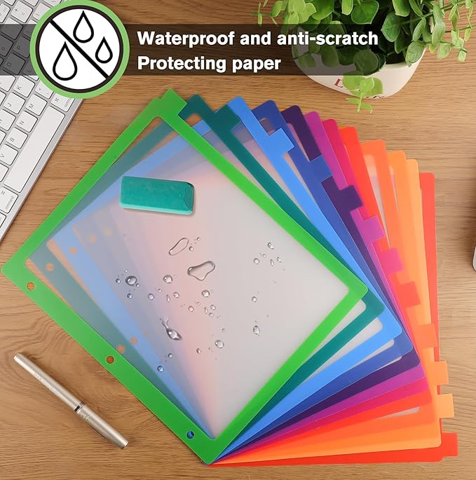 HABGP 3 Ring Binder Dividers with 12-Tab, Multicolor Plastic Clear Binder Dividers, Monthly Dividers Letter Size File Organizer 3 Hole Punch, 3 Set 36 Pcs Write On Tabs Page Folder Index Dividers