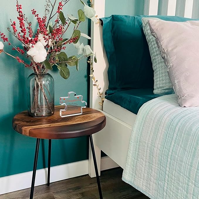 VELENTI Daughter Gifts - Engraved Acrylic Block Puzzle Daughter Gift from Mom and Dad - Cute Father, Mother to Daughter Gifts - Daughter Birthday, Cool Girl Gifts for Home Décor