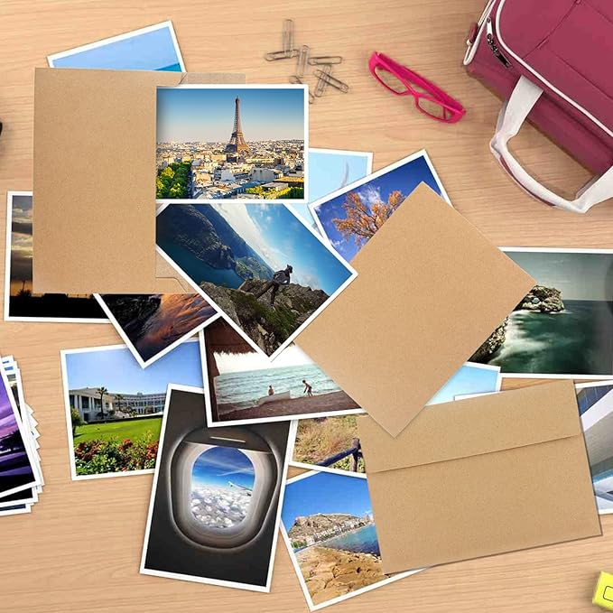 50pcs packed Kraft Envelopes,A4Envelopes, printable invitation envelopes,4x6 envelopes, suitable for weddings, invitations, photos, postcards, greeting cards, mailings