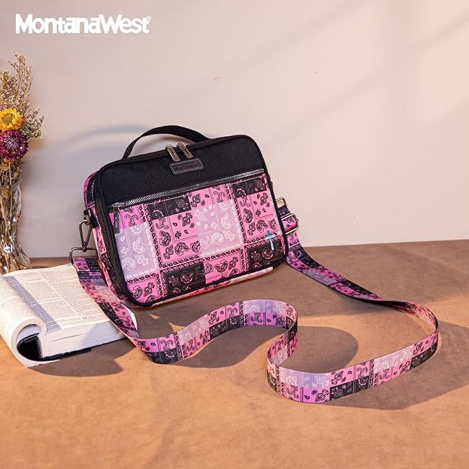Montana West Bible Book Covers for Women Canves Bible Cases with Zippered Pocket Bible Bags Handheld Crossbody Church Bible Study Supplie
