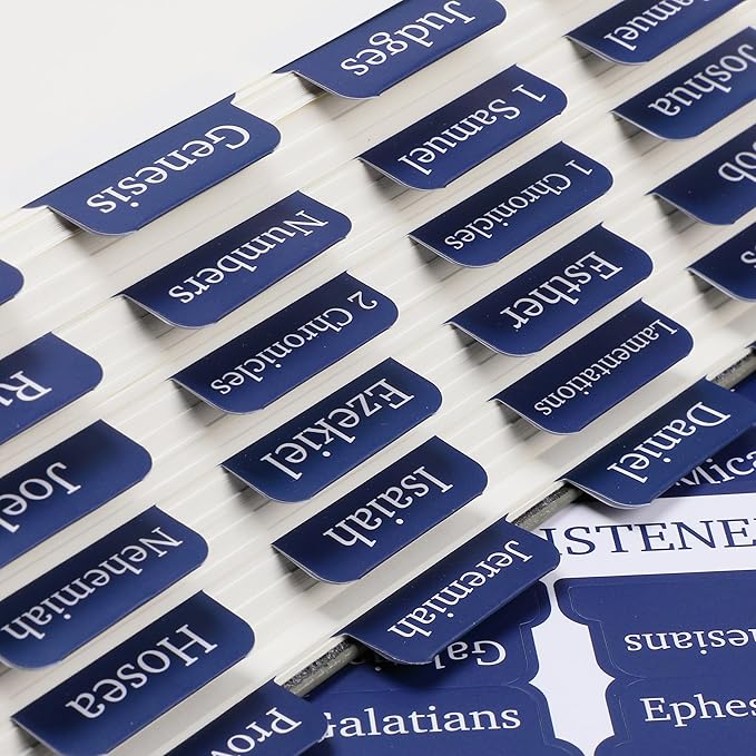 Mr. Pen- Bible Tabs, 75 Tabs, Sapphire Blue, Laminated Bible Tabs for Women and Men, Bible Tabs for Study Bible, Bible Index Tabs, Bible Book Tabs, Bible Labels Tabs, Mr Pen Bible Tabs