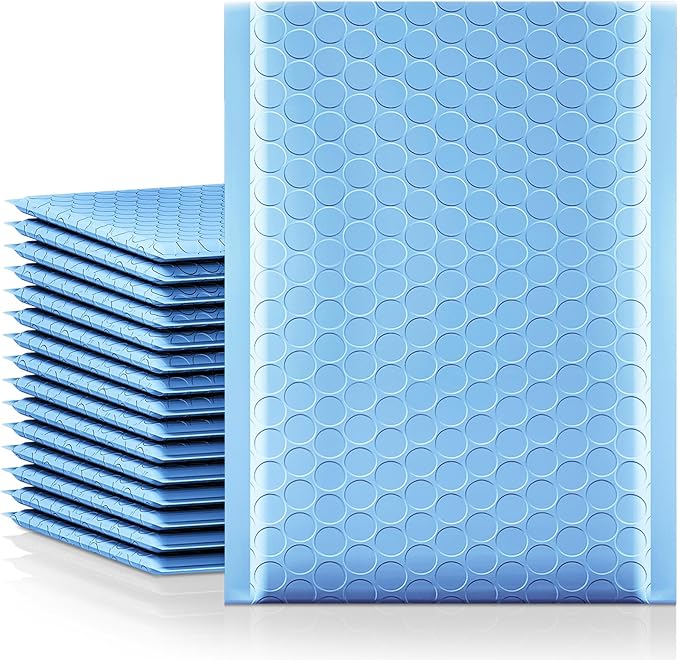 Fuxury Bubble Mailer 6x10 Inch 50 Pack Light Blue,Self-Seal Adhesive Packaging Bags, Waterproof Poly Bubble Mailers, Mailing Evenploves Packaging For Jewelry, Cards, Makeup, CD, Small Business #0