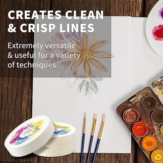 Artist Tape, 3 Packs White 1 inch for Watercolor Paper, Low Tack Masking Drafting Tape for Painting Canvas Framing, Acid-Free, 495 FT Long