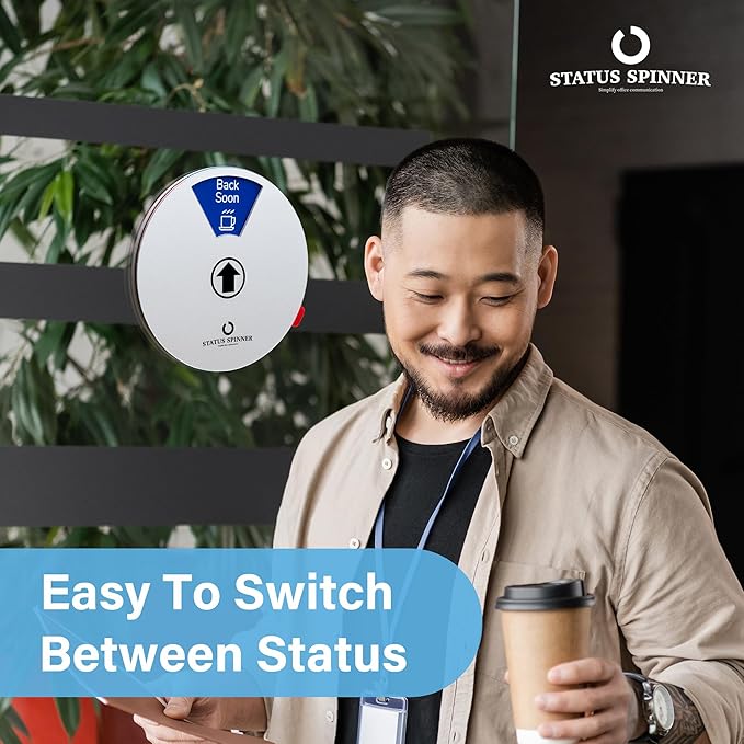 Out Of Office Sign for Door, 6 Options Status Private Sign, In a Meeting, Do Not Disturb, Working Remotely, In Out Sign Available and Away