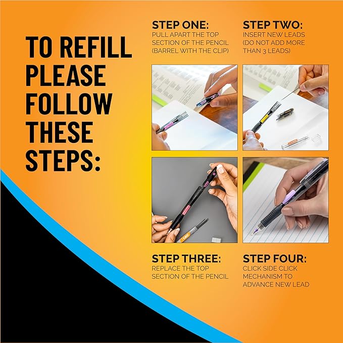 BIC Break Resistant Mechanical Pencil Lead and Eraser Refills, No. 2 Medium Point (0.7mm), 12-Count Refill Pack for School or Office Supplies