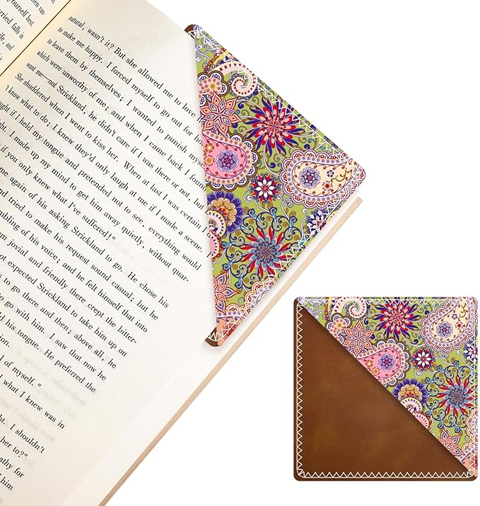 Personalized Leather Bookmarks, Fun & Cute Book Accessories for Reading Lovers, Unbreakable Page Markers for Women Men Girls Boys Student Teacher Kids Retirement Birthday Gifts (Vintage Swirl)