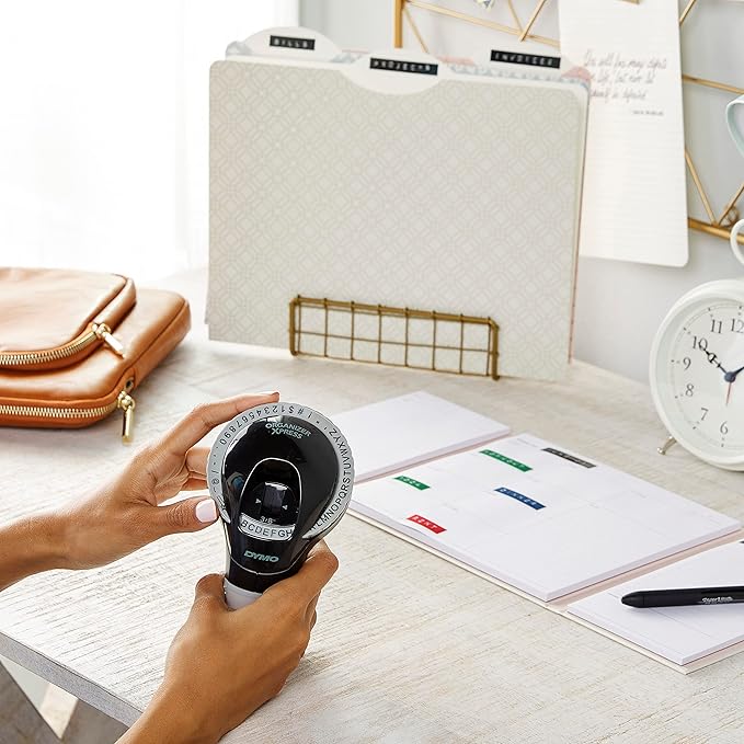 DYMO Self-Adhesive Embossing Labels, White Print on Black Tape, 3/8-Inch x 9.8-Foot Roll, 3 Pack