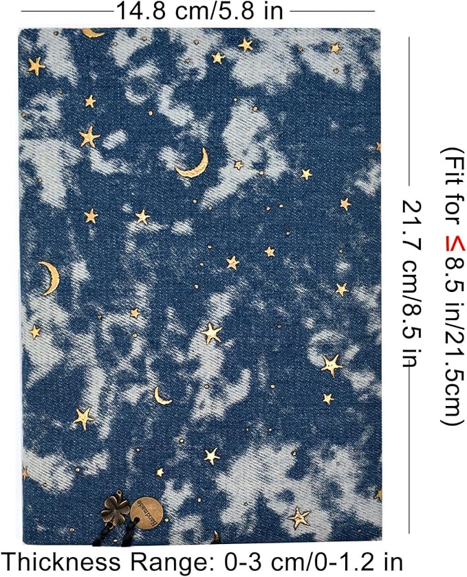 BLBMH A5 Book Covers for Paperbacks Adjustable Fabric Book Sleeve Cover Protector Fit for 5.5x8.5 inch Hardcover Softcover Book Novels Notebook Bible - BC57 Denim