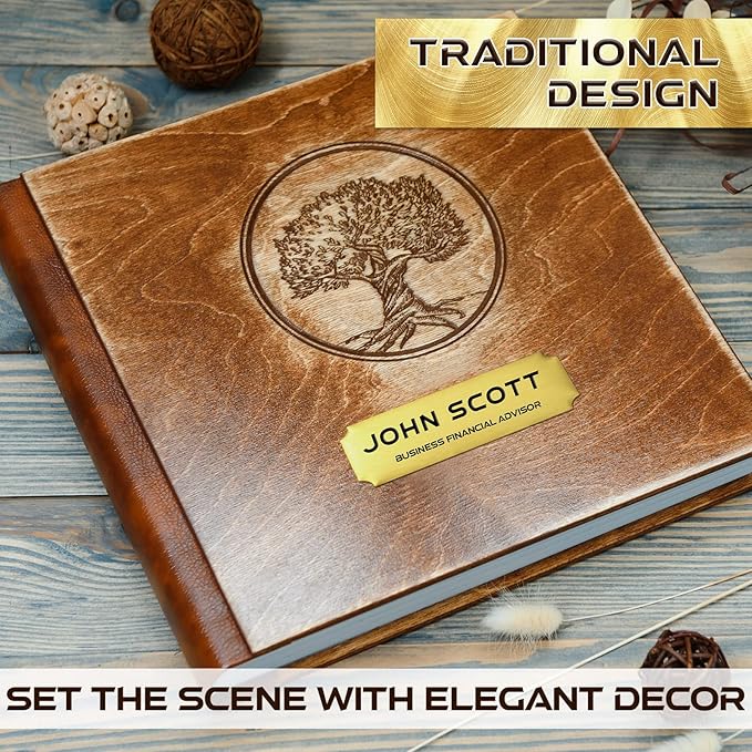 Therwen 30 Pcs Name Plates Laser Engraved Brushed Stainless Steel Plate Personalized Plaque Blank Custom Name Tag Frame Label with Adhesive Backing(Gold, Silver and Black Notched Corner,1''x 3'')