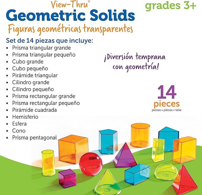 Learning Resources View-Thru Geometric Solids - Geometric Shapes, Back to School Supplies Must Haves, Math Teacher Supplies