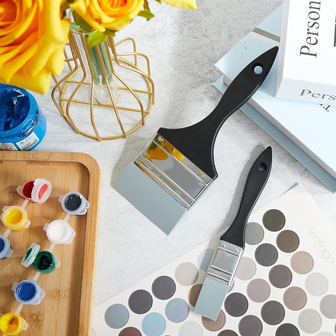 Outus 2 Pieces Silicone Painting Brush Color Shapers for Painting Color Shaper Tool Pointed Edged Solid Flat Flexible and Water Based Drawing Tool for Move Remove Acrylic Paints(1 Inch, 3 Inch)